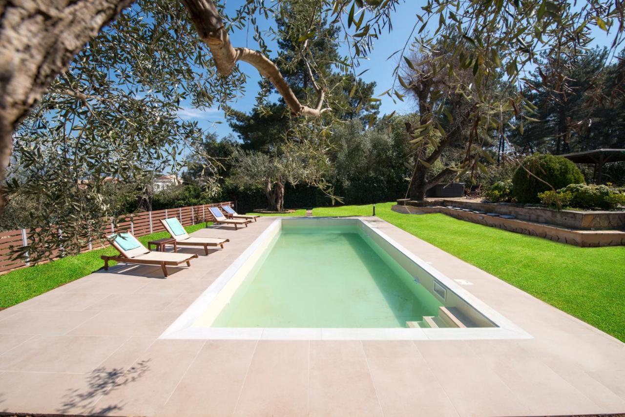 Spyrelia Villa With Private Pool & Outdoor Hot Tub Dassia  Bagian luar foto